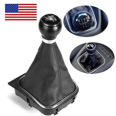 5 Speed Gear Shift Knob w/Gaiter Cover For Volkswagen Golf6 MK5 2005-2014 Foto 1 de 4
