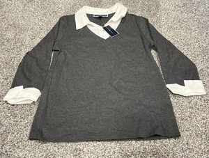 Camisa para mujer talla pequeña S Karen Scott Hray y blanca nueva con etiquetas - Imagen 1 de 2