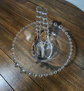 Vintage Imperial Candlewick Glass Serving Bowl with Serving Spoon and Fork Clear - Picture 1 of 13