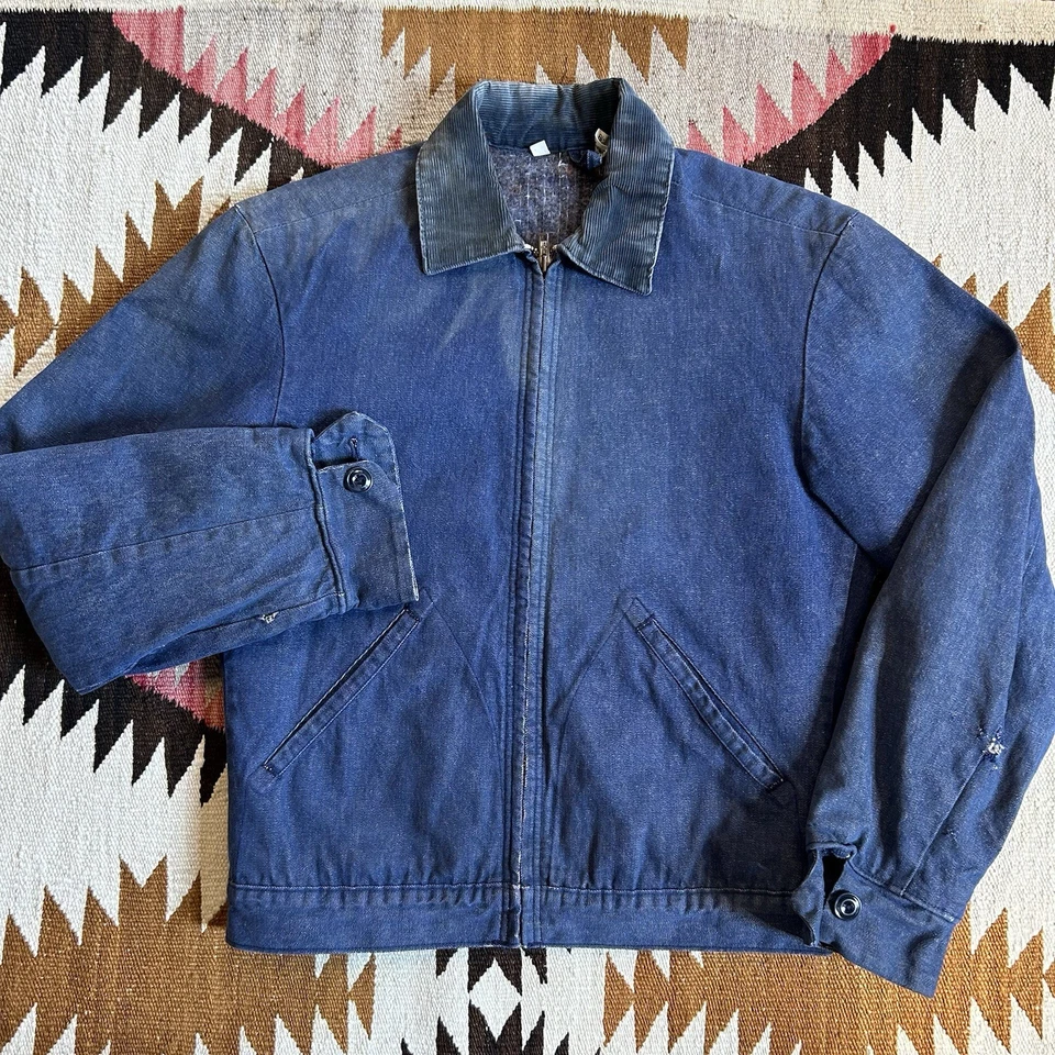 Vintage 1960s Wrangler Blanket Lined Cropped Fit Denim Work Jacket Sz 34 - Image 1 of 4