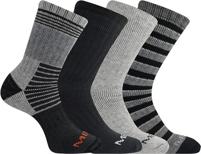 Merrell unisex-adult Thermal Hiking Crew Socks 4 Pair Pack-BKAST-S/M - Image 1 of 2