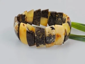 raw green and yellow amber bracelet genuine handmade jewelry gift for woman - Picture 1 of 7