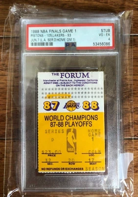 1988 NBA FINALS Game 1 Ticket Pistons Lakers PSA Only 1 Higher Magic Johnson!!!! - Image 1 of 3