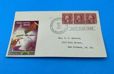 1943 APS Washington DC Patriotic Cover Your Capitol Cachet & Back the Attack 6¢ - Image 1 of 4