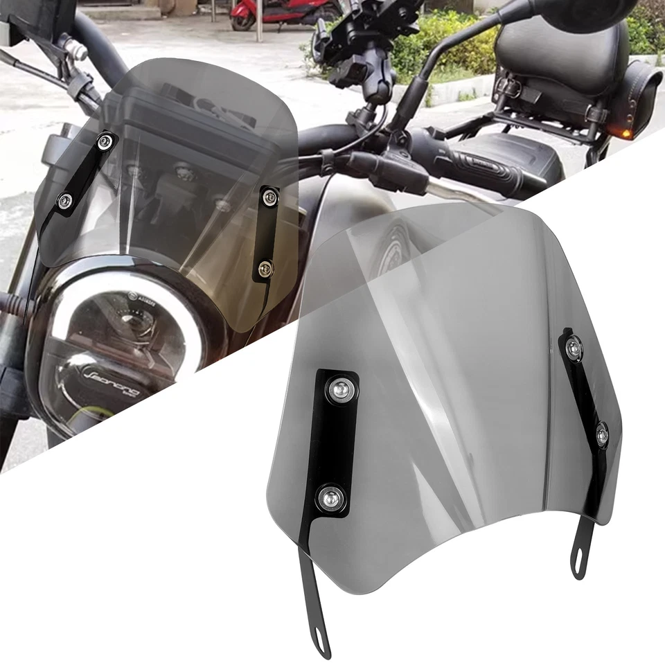 Round Motorcycle Windshield Windscreen 5-7'' Headlight Fairing For Yamaha Suzuki - Image 1 of 4