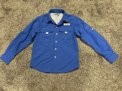 Columbia Boys PFG Omnishade Long Sleeve Vented Fishing  Shirt  Size S (8) Blue - Image 1 of 2