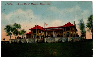 1914 Akron Ohio A H Mark's Mansion Vintage Postkarte - Bild 1 von 2