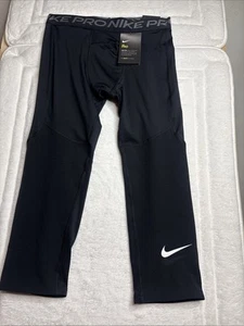 Nike Kid's Boys Pro 3/4 Tights Black/White XL - Picture 1 of 8