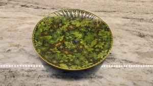 Vintage Floral Cloisonne Emaille auf Kupferplatte/Schale; Grün, Brauntöne; EUC 7,25" - Bild 1 von 4