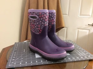 BOGS Grasp Flowers Purple 78759 Waterproof Insulated Rain Boot Shoes Youth Sz 5 - Picture 1 of 10