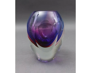 Flavio Poli Seguso Murano Sommerso facettierte Glasvase 5 1/2" - Bild 1 von 8