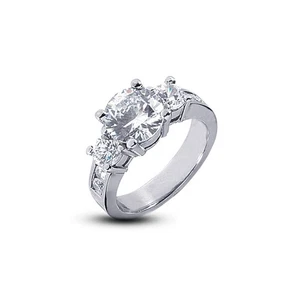 3.14ct F-SI2 Round Natural Certified Diamonds 18k Gold Classic Engagement Ring - Picture 1 of 3