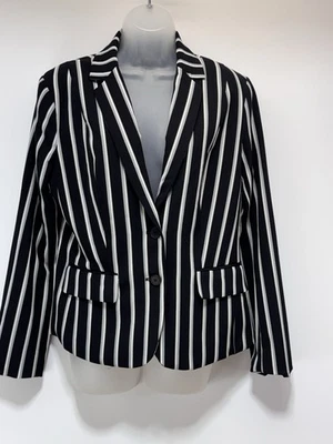 New York Company 7th Avenue Striped Blazer Black White Gray Women’s Size 12 NWT - Image 1 of 4