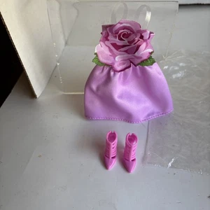 Barbie Fashionista  232 Petite Outfit For Doll Strapless Dress Pink Heels New - Picture 1 of 8