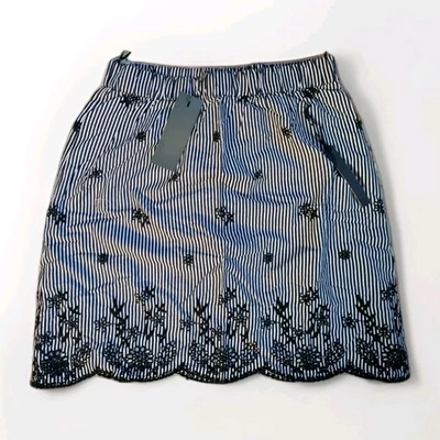 Street One Damen Rock Jerseyrock gestreift mit Stickereien (632) Übergröße NEU  - Bild 1 von 3