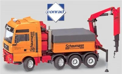 Conrad 66002-02 MAN TG-A XXL Heavy Haul Tractor w/Crane - Schaumann 1/50 Diecast - Image 1 of 2