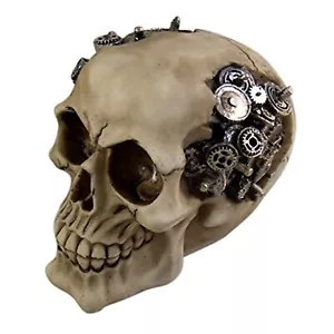 Steampunk Human Skull with Metal Gears Figurine Futuristic Steam Punk Decoration - Picture 1 of 5