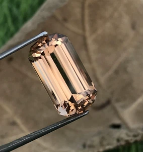 12.8 Ct Natural Faceted Champagne Topaz Emerald Cut Origin Brazil Loose Gemstone - Picture 1 of 7