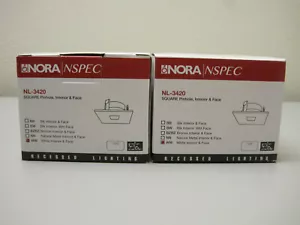 SET OF (2) NORA 3" SQUARE TRIMS WITH 1-1/2" PINHOLE IN WHITE #: NL3420WW - Picture 1 of 2