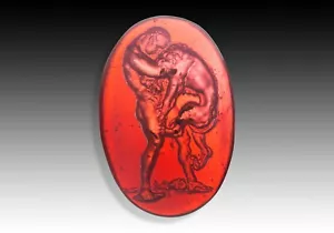 Cameo or intaglio, Hercules against the Nemean lion. Possibly, Italy, 19th c. - Picture 1 of 2
