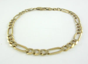 STUNNING UNISEX 14K YELLOW GOLD FIGARO CHAIN STYLE (7-3/4") BRACELET     5.8G - Picture 1 of 7