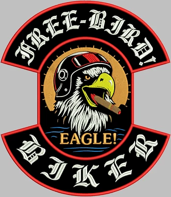 FREE-BIRD BIKER rückenaufnäher oder mit  Wunschtext  Höhe ca.34xBreite ca.30cm - Bild 1 von 4