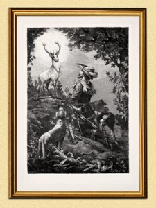 Heiliger Hubertus Lüttich Schutzpatron Wilderer A3 538 Gerahmt - Bild 1 von 1