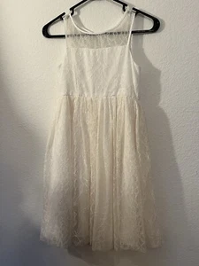Perfect for Flower Girl Off-White Lace Fancy Dress w/Empire Waist - Picture 1 of 9