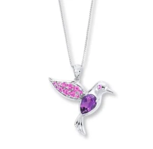 Amethyst & Sapphire Silver Hummingbird necklace - pendant only. Kay Jewelers - Picture 1 of 4