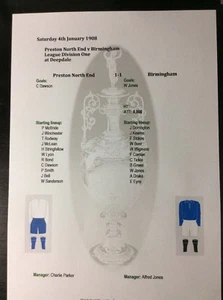 1907-08 Preston North End v Birmingham Div 1 Matchsheet - Picture 1 of 1
