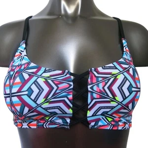 Victoria's Secret PINK Bright Abstract Geo Strappy Crisscross Bikini Top S - Picture 1 of 3