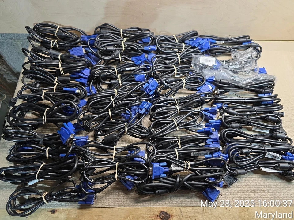 LOT OF 50 Assorted VGA Male to Male 5' + Cables - Used and New - Image 1 of 1