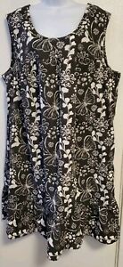 Anthony Richards Black White Floral House Dress Muumuu Size 3xl Sleeveless 