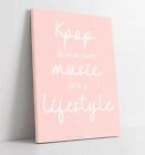 "K-POP IS A LIFESTYLE" BTS ARMY QUOTE -CANVAS WALL ART PICTURE PRINT- PINK WHITE