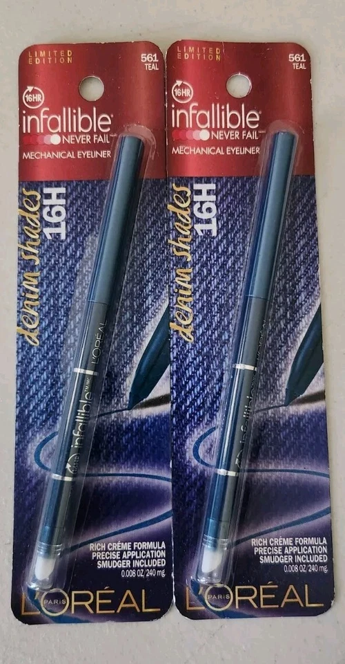 2X L'OREAL Infallible Denim Shades 16H Mechanical Eyeliner 561 Teal Limited - Image 1 of 1