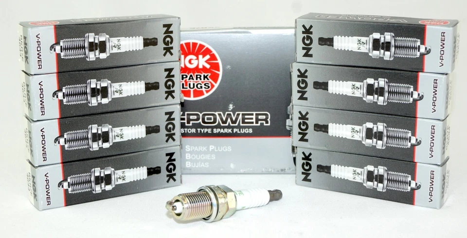 NEW GENUINE SET OF 8 NGK 4644/BKR7E V-POWER PREMIUM COPPER SPARK PLUGS - Image 1 of 1