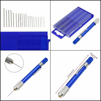 21件装小型扭转微钻套装61-80珠宝商钻头指数带手钻 — 第 1/4 张图片