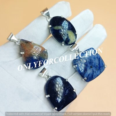 Colgantes de punta de 5 piezas de piedras preciosas de sodalita natural de moda enchapados en plata de ley 925 Foto 1 de 3