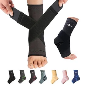 Ankle Compression Sleeve Foot Sleeve 1 Pair with strap Ankle Brace For Sprain... - Picture 1 of 8
