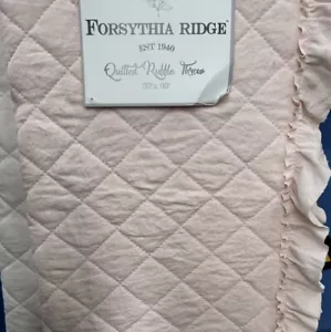 Shabby Chic Vintage Prewashed Quilted Ruffled Throw ~ 50” x 60” Soft Pink NWT - Picture 1 of 4