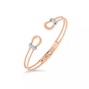 ROBERTO COIN 4490733AHBAX 18K ROSE GOLD HORSESHOE HINGED BANGLE 0.15CT DIAMOND  - Picture 1 of 1
