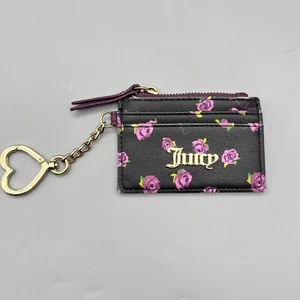 Juicy Couture Pleats Please Blooms At Night ID Card Heart Keychain Mini Wallet - Picture 1 of 11