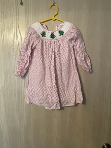 Smock Dress Girls Size 5 Christmas 100% Cotton - Picture 1 of 3