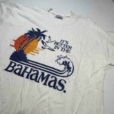 Vintage 90s Bahamas Life’s Better Graphic T-Shirt Adult Size XL 42 Tropical Slim - Image 1 of 4