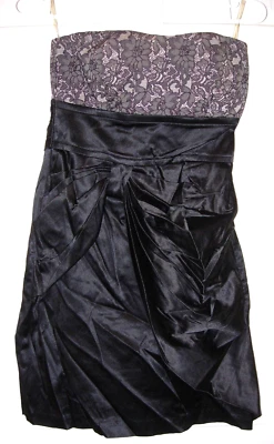 JUNIORS NEGRO SATINADO NUDE ENCAJE TEEZEME VESTIDO DE CÓCTEL FIESTA NOCHE TALLA 3 30" Foto 1 de 4