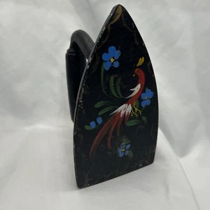 Antique Cast Iron Sad Iron Hand Decorated Floral Design 6.50"x3.75"x6.50" - Picture 1 of 7