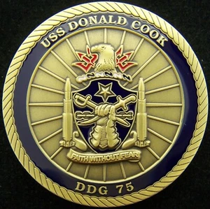 USS Donald Cook DDG 75 Fearless Warrior ROTA FDNF Navy Challenge Coin - Picture 1 of 2