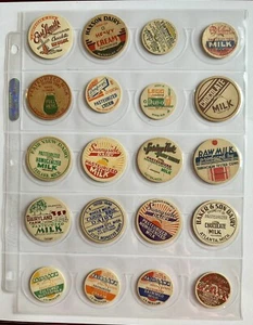Vintage Assorted Milk Bottle Caps Lot SHEET OF 20 - Picture 1 of 11