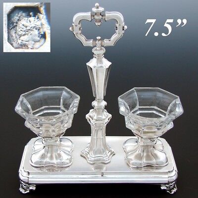 Elegant Antique French Sterling Silver Double Open Salt Or Sweetmeat Caddy • 670.98$