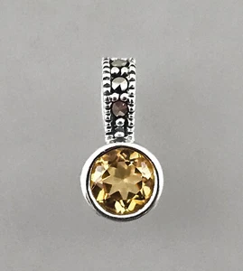 9923440 D'Argento Citrino Marcasiti Rimorchio Rotondo 925er Argento 0,6 X 1,5 CM - Foto 1 di 3